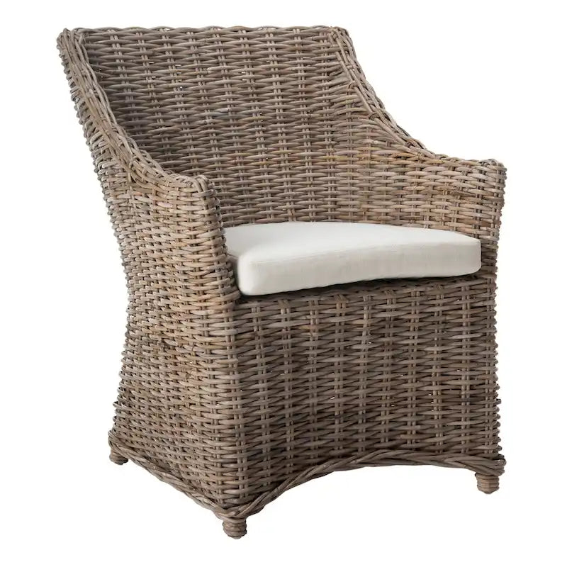 Wicker Washed Wingback Arm Chair (Fully Assembled)