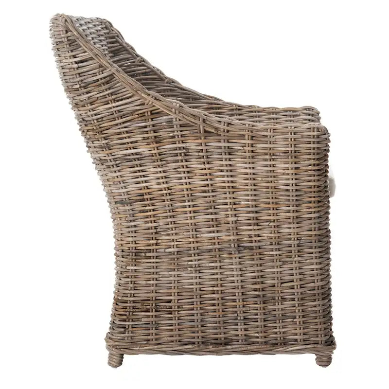 Wicker Washed Wingback Arm Chair (Fully Assembled)