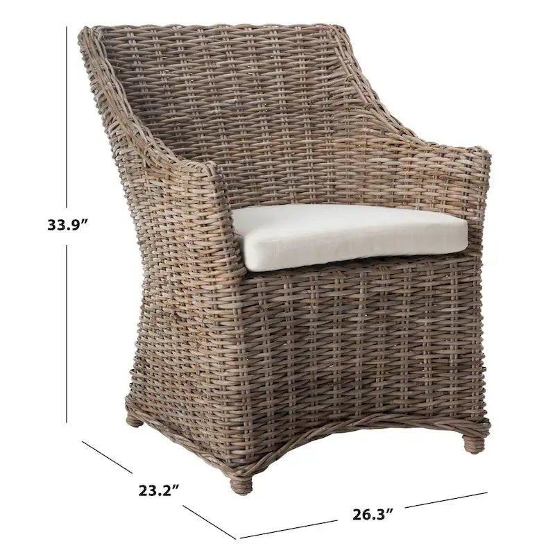 Wicker Washed Wingback Arm Chair (Fully Assembled)