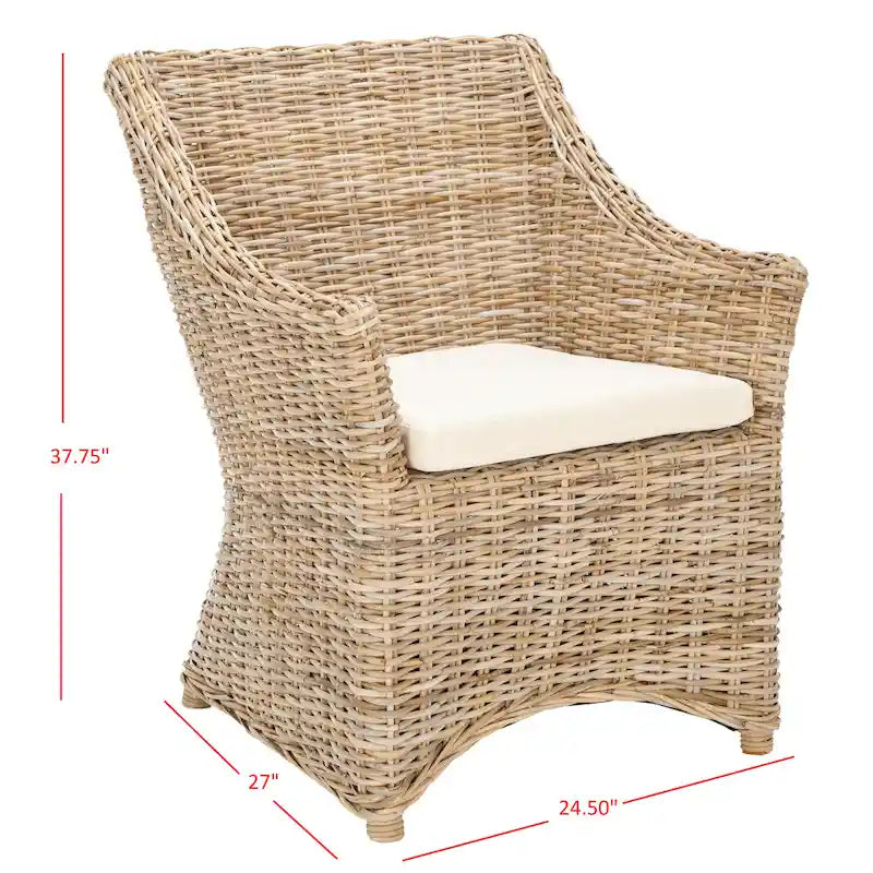 Wicker Washed Wingback Arm Chair (Fully Assembled)