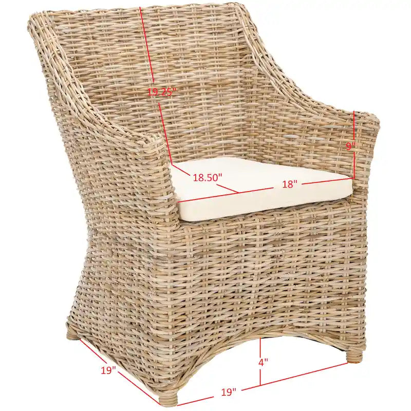 Wicker Washed Wingback Arm Chair (Fully Assembled)