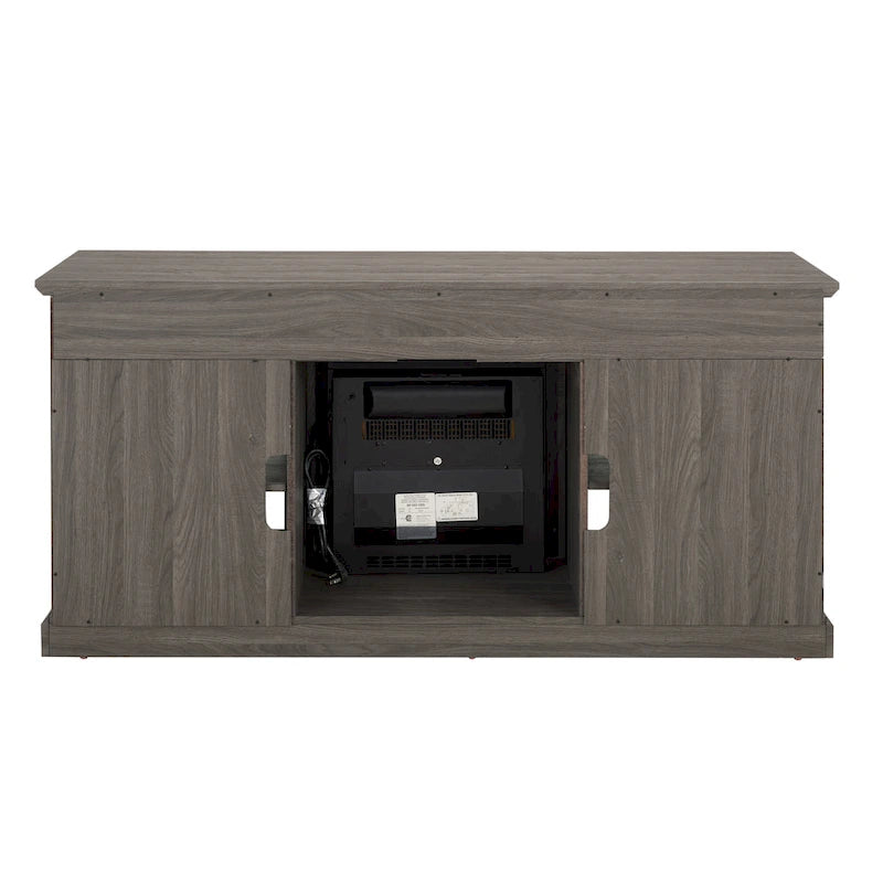 Contemporary TV Media Stand Modern Entertainment Console with 18 Fireplace Insert for TV Up to 65 with Open and Closed Storage