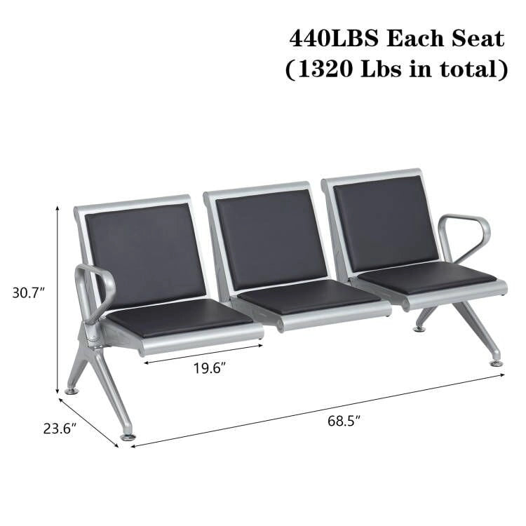 Leather Office Waiting Room Chairs - Reception Guest Bench