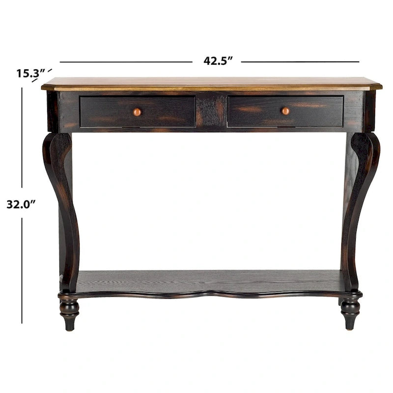 Dark Wood Console Table. - 43Wx15Dx32H