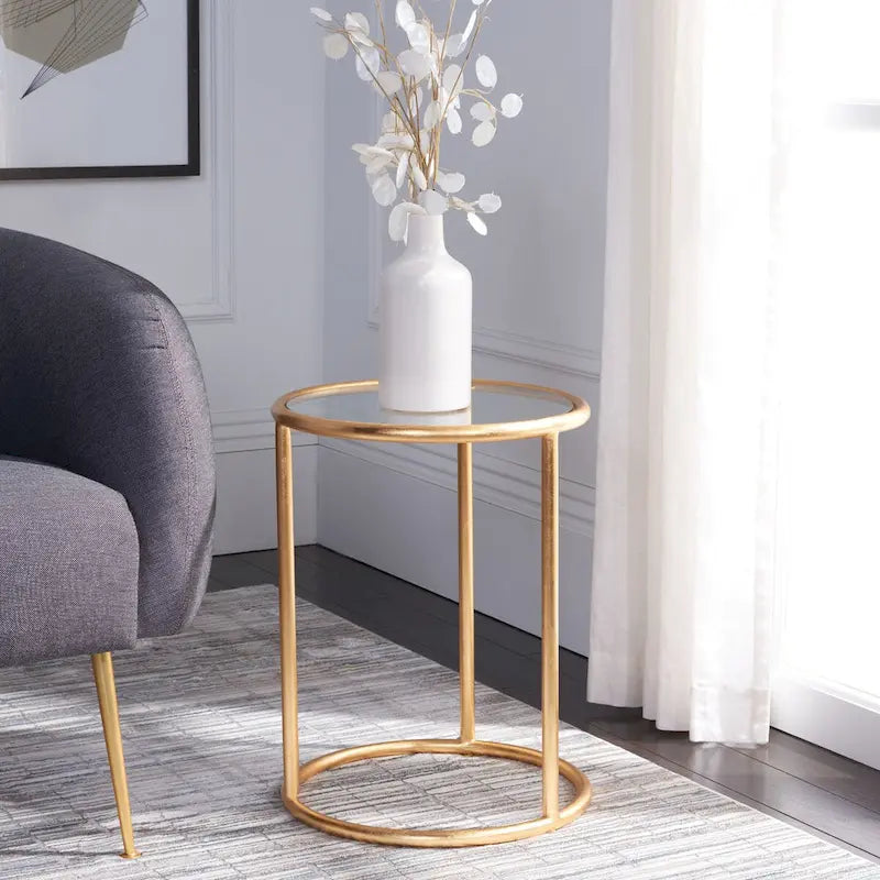 Gold/ Mirror Top Accent Table - 15 x 15 x 19.7 - 15Wx15Dx20H