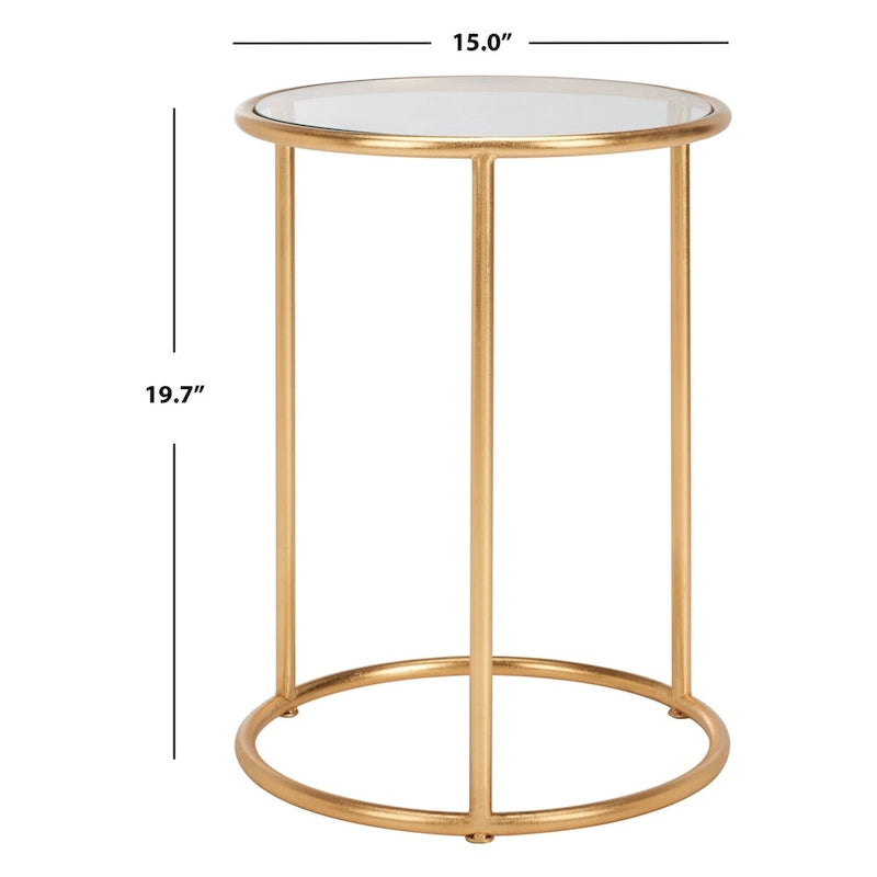 Gold/ Mirror Top Accent Table - 15 x 15 x 19.7 - 15Wx15Dx20H