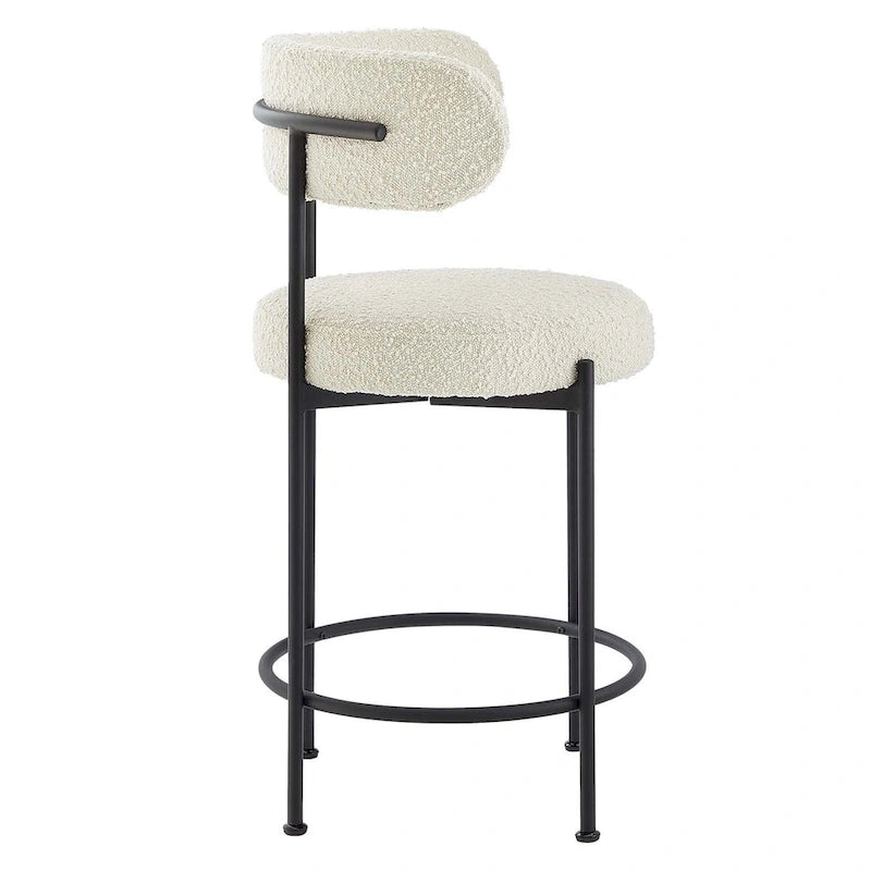 Boucle Fabric Counter Stools - Set of 2