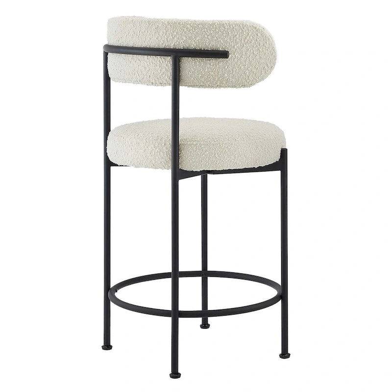 Boucle Fabric Counter Stools - Set of 2