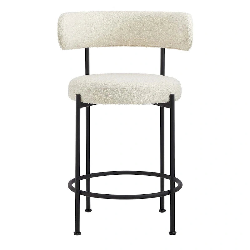 Boucle Fabric Counter Stools - Set of 2