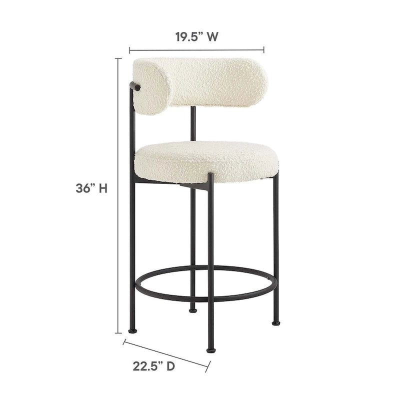 Boucle Fabric Counter Stools - Set of 2