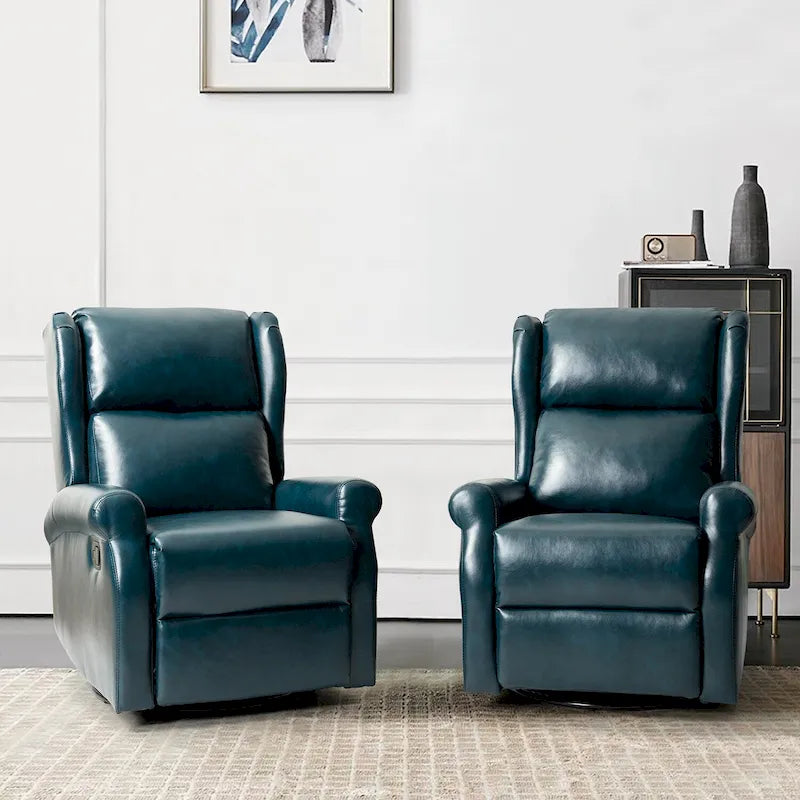Swivel Nursery Faux Leather Recliner with Metal Base Set of 2 by