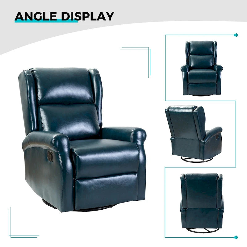 Swivel Nursery Faux Leather Recliner with Metal Base Set of 2 by