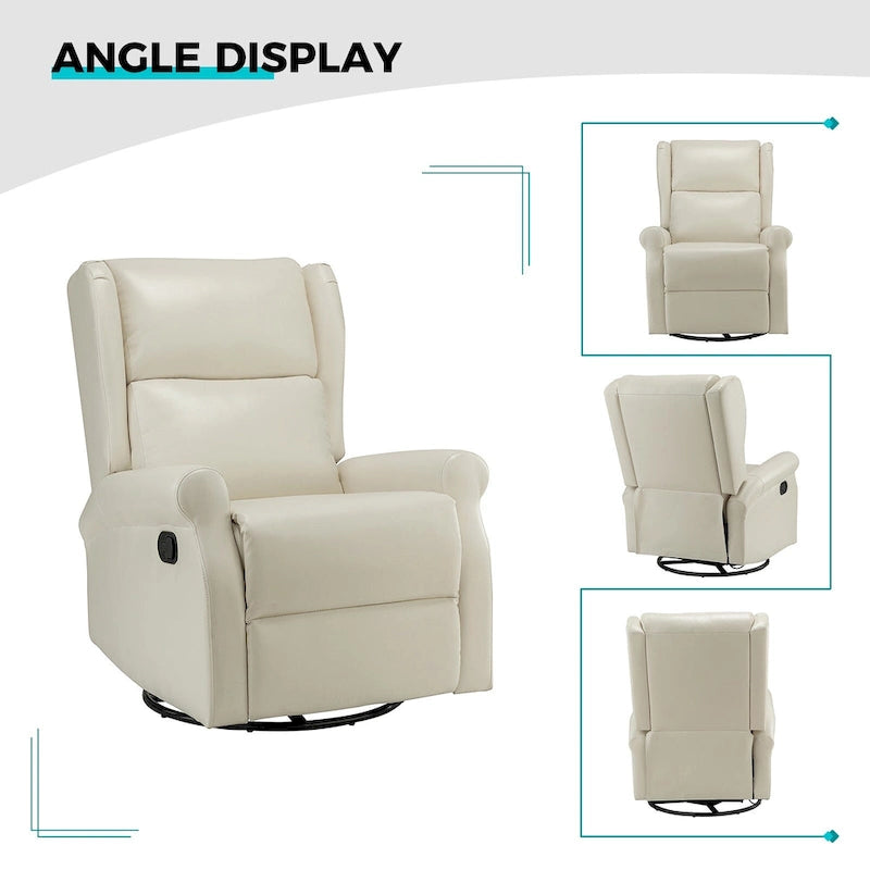 Swivel Nursery Faux Leather Recliner with Metal Base Set of 2 by