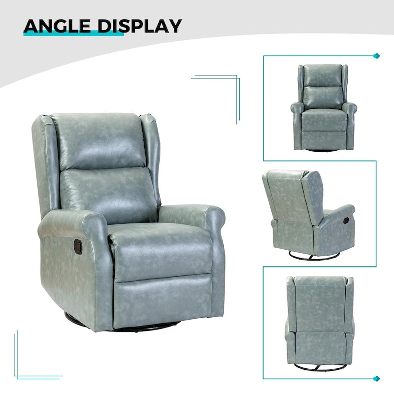 Swivel Nursery Faux Leather Recliner with Metal Base Set of 2 by