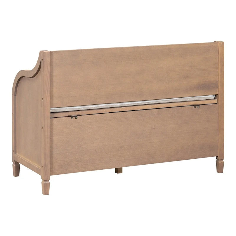 Solid wood Entryway Multifunctional Storage Bench with Safety Hinge