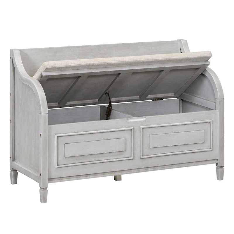 Solid wood Entryway Multifunctional Storage Bench with Safety Hinge