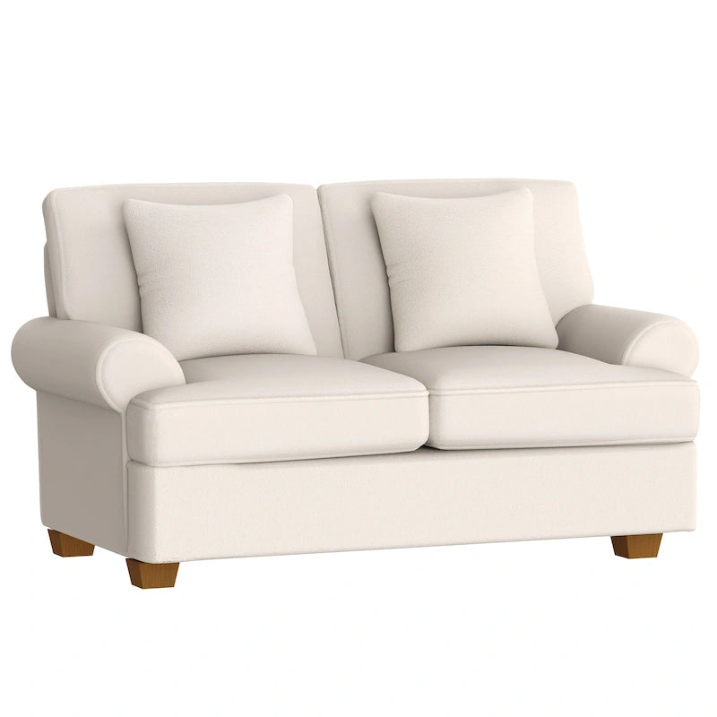 White Sofa Couch 2 Seater Fabric Loveseat for Room
