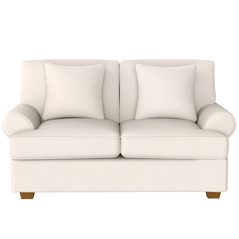 White Sofa Couch 2 Seater Fabric Loveseat for Room