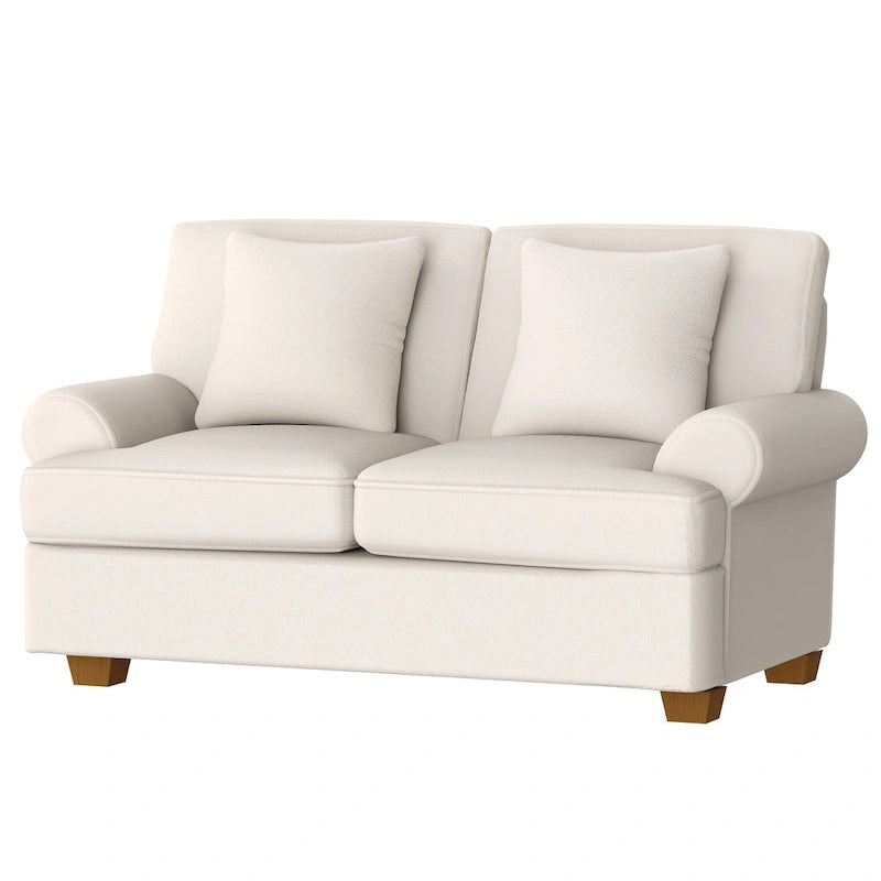 White Sofa Couch 2 Seater Fabric Loveseat for Room