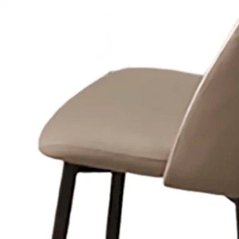 22 Inch Dining Chair Set of 2, Beige Faux Leather, Armless Open Back