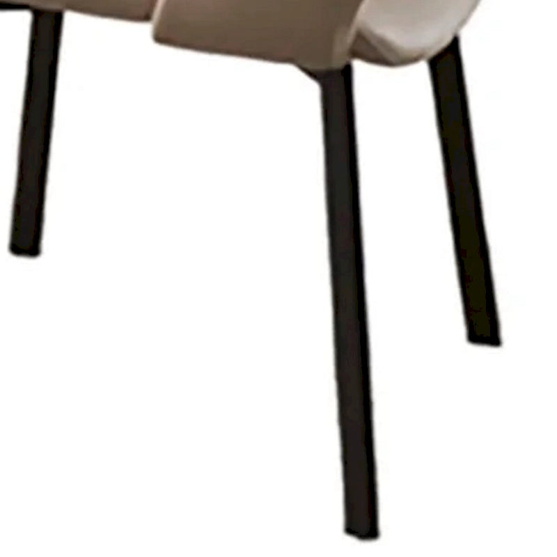 22 Inch Dining Chair Set of 2, Beige Faux Leather, Armless Open Back