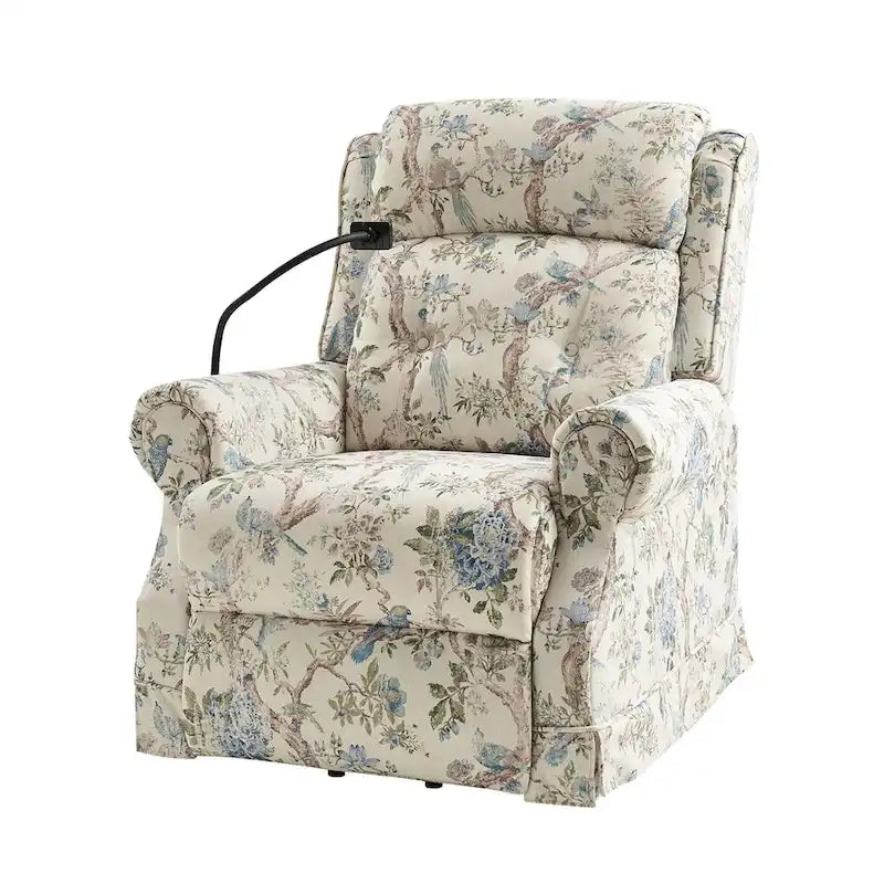 Traditional Lift Assist Power Recliner With Massage Heat And Manual Headrest by