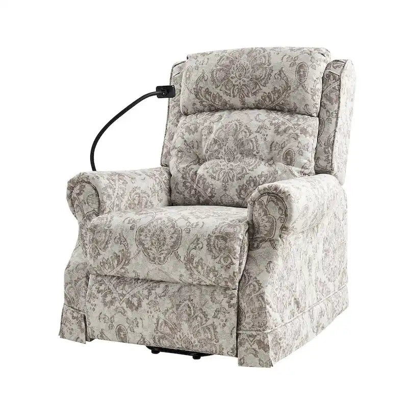 Traditional Lift Assist Power Recliner With Massage Heat And Manual Headrest by