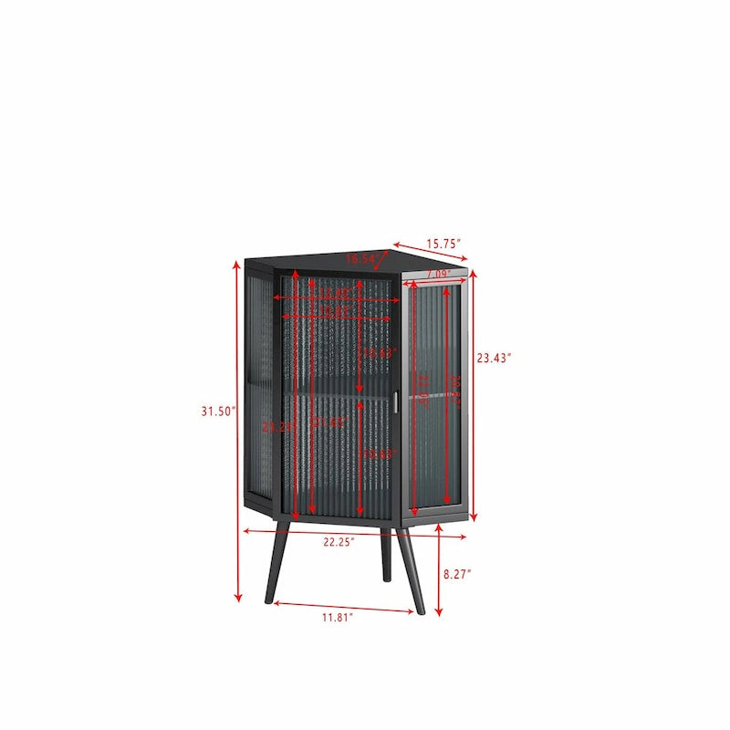 22.25 Floor Corner Cabinet with Glass Door & Adjustable Shelf