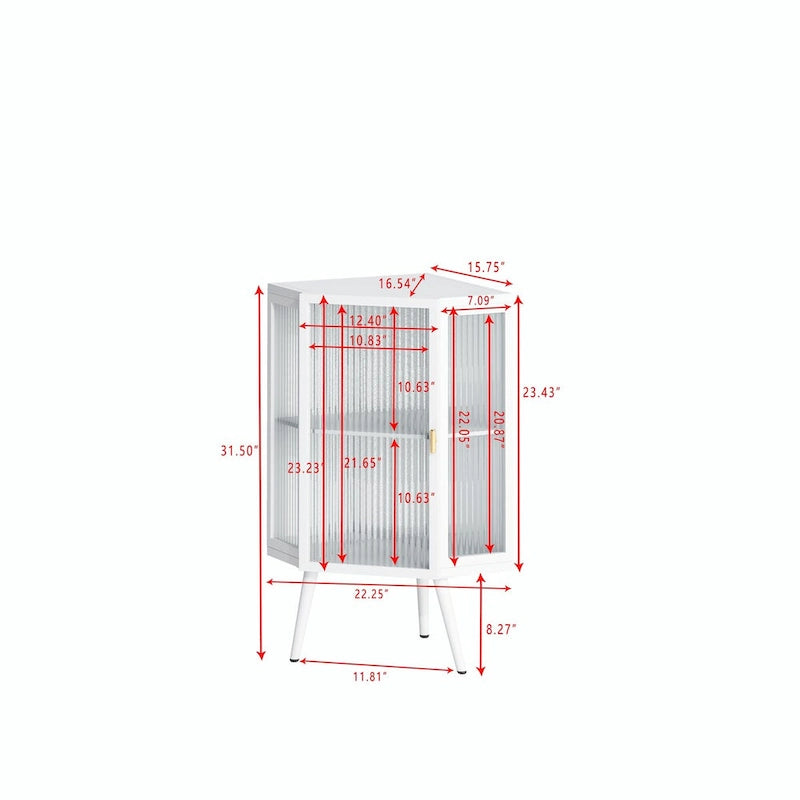 22.25 Floor Corner Cabinet with Glass Door & Adjustable Shelf