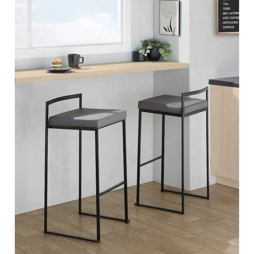Porch & Den Forrest 30 Black Stackable Fully Welded Bar Stool (Set of 2)
