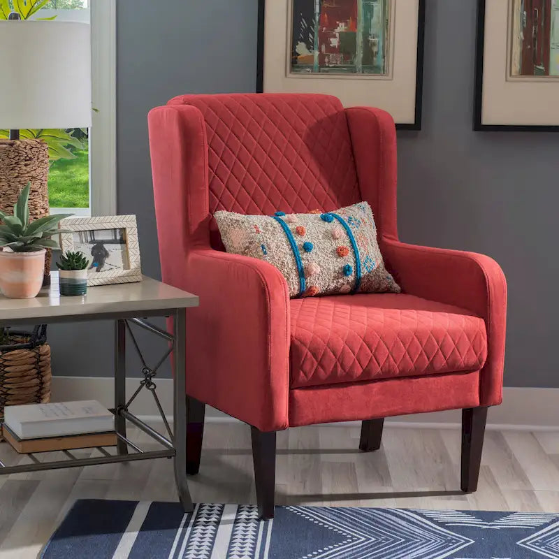 Velvet Upholstered High Wingback Accent Chair