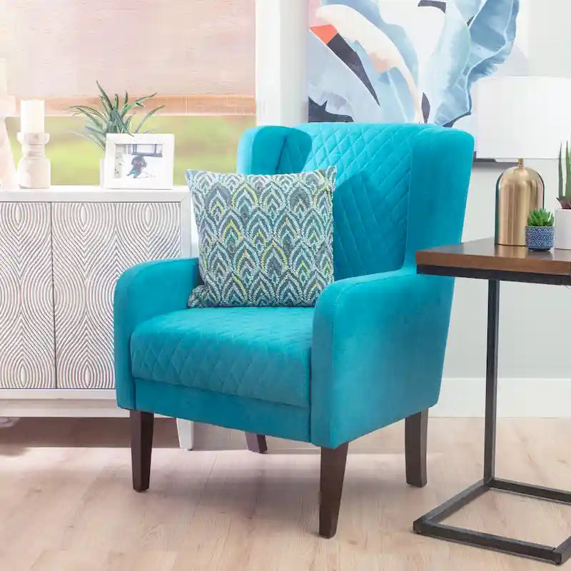 Velvet Upholstered High Wingback Accent Chair