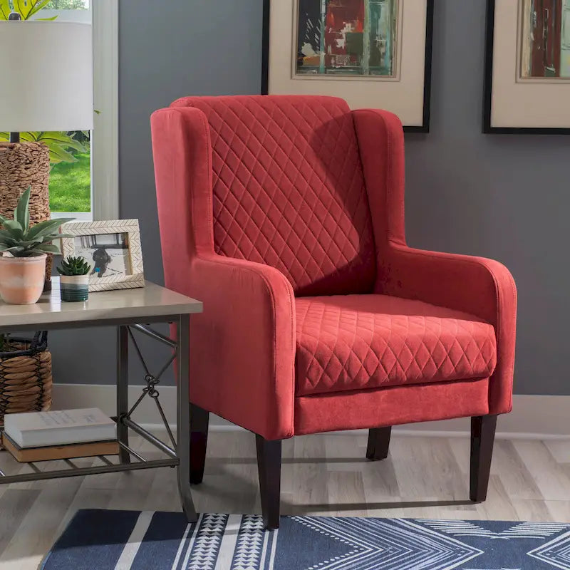 Velvet Upholstered High Wingback Accent Chair