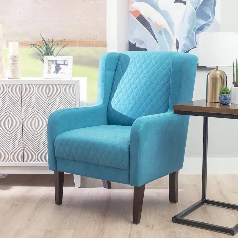 Velvet Upholstered High Wingback Accent Chair