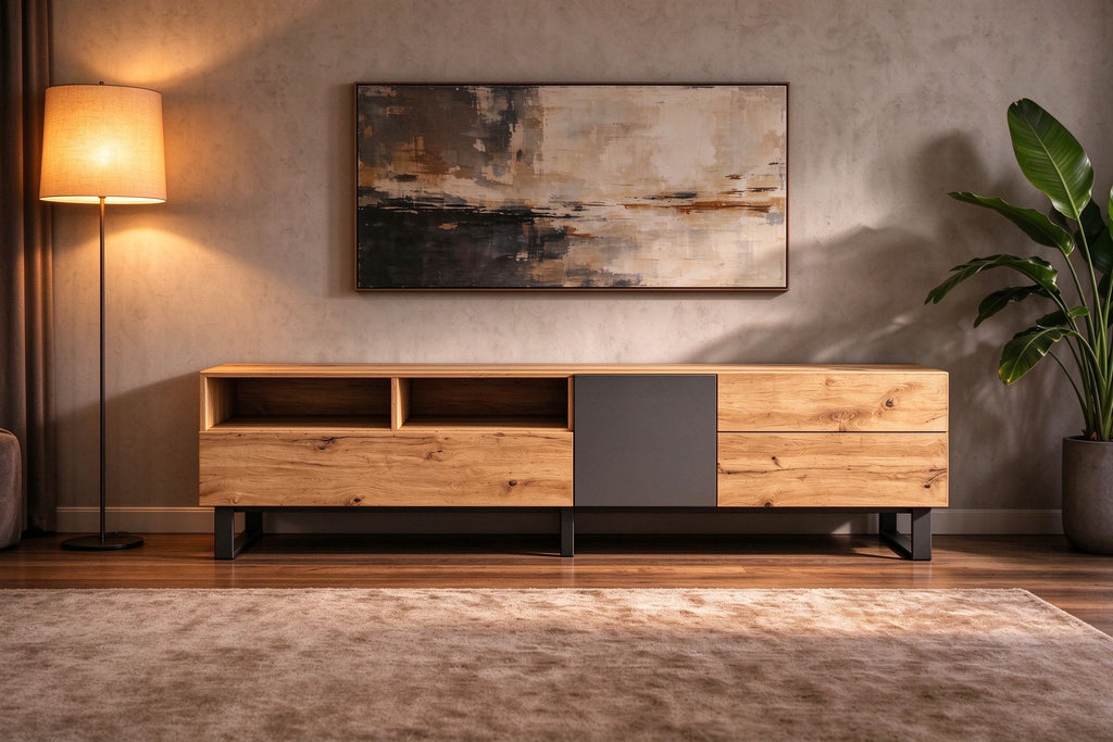 Modern TV Stand for 80 TV with Double Storage Space
